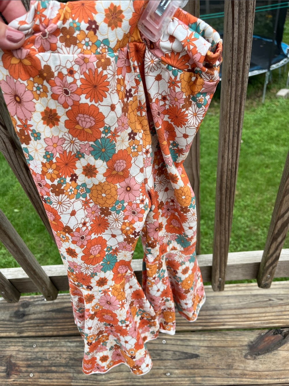 Source Unknown Retro Floral Leggings - Orange, Pink & Teal Rodeo flare leggings